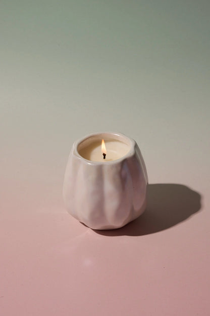 Flaming Pumpkin - White Metallic Pumpkin Candle Paddywax