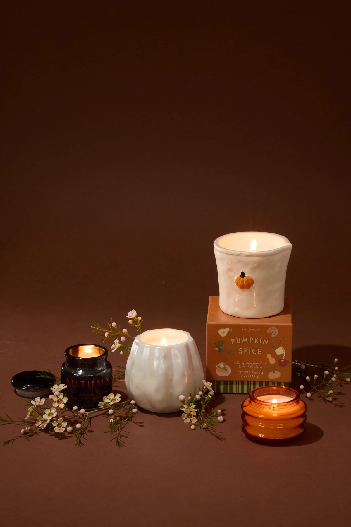 Flaming Pumpkin - White Metallic Pumpkin Candle Paddywax