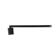 The Black Candle Snuffer features a matte black finish with a long, flat handle and a cylindrical end, complemented by a hole at the opposite side of the handle. Showcased against a white background, this candle snuffer is designed with simplicity and minimalism in mind.