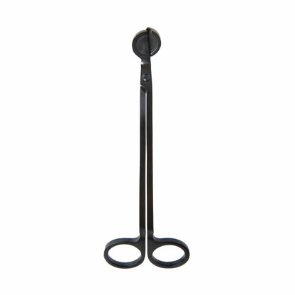 The Wick Trimmer - Matte Black features scissor-like handles and a circular cutting tip, enabling safe, efficient trimming of candle wicks.